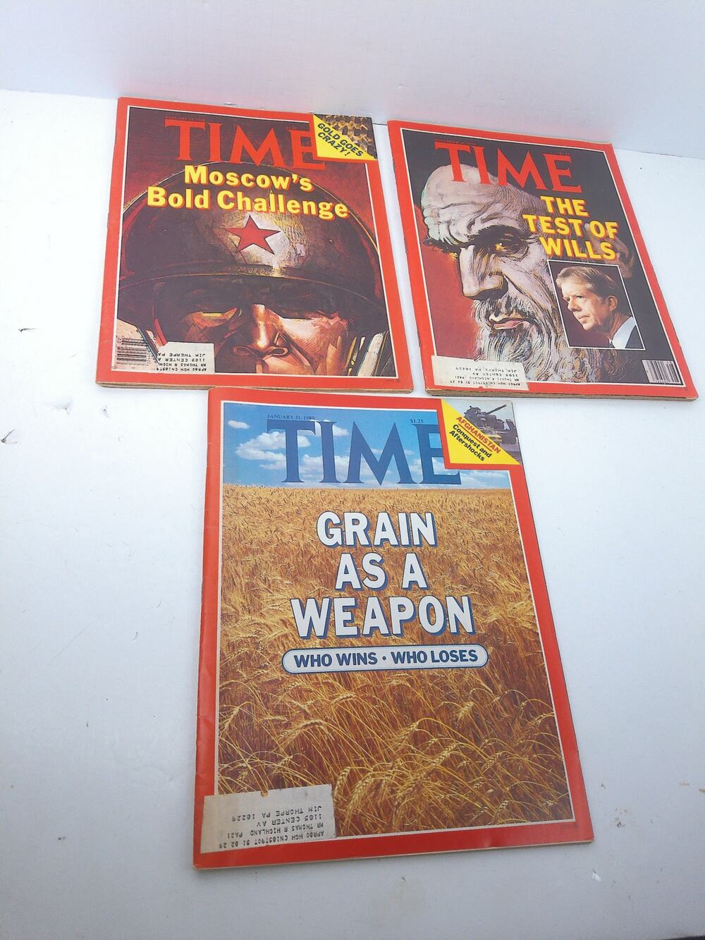 Vintage Time Magazine 1979 1980 Grain Iran Test Of Wills Moscow Set of 3